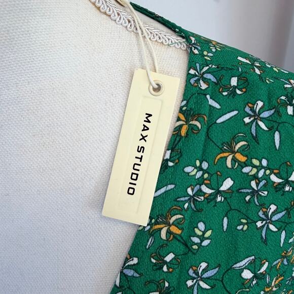 Max Studio Womens Wrap Maxi Dress Floral Green High Low Asymmetrical Size S NEW - Picture 8 of 14